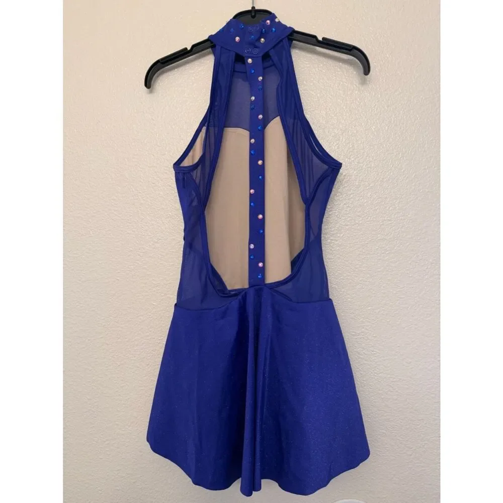WEISSMAN solo custom Dance blue Costume Galaxy Sweetheart Bustle Dress D11554 MA